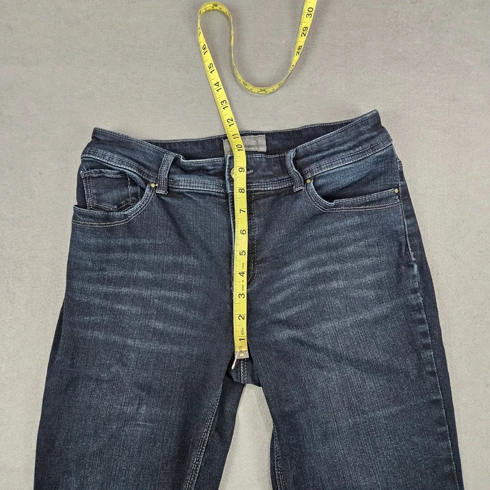 Chico's Jeans Sz 6 So Slimming Straight Leg Stretch Dark Wash Embellished Pocket